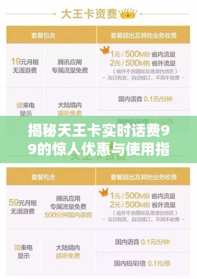 揭秘天王卡实时话费99的惊人优惠与使用指南