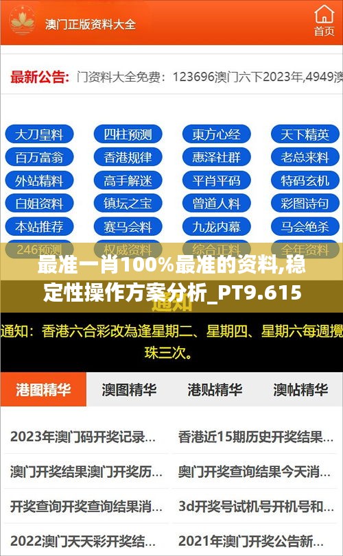 最准一肖100%最准的资料,稳定性操作方案分析_PT9.615