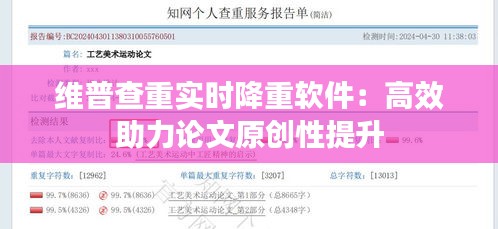 维普查重实时降重软件：高效助力论文原创性提升