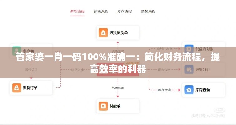 管家婆一肖一码100%准确一：简化财务流程，提高效率的利器