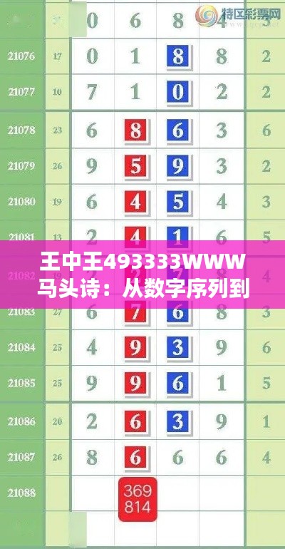 王中王493333WWW马头诗：从数字序列到诗歌创作的跨越