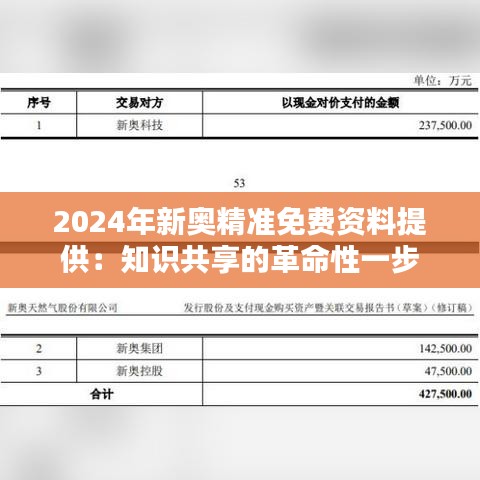 2024年新奥精准免费资料提供：知识共享的革命性一步
