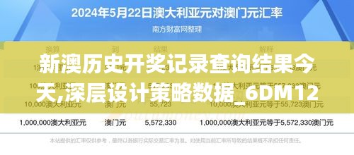 新澳历史开奖记录查询结果今天,深层设计策略数据_6DM12.446