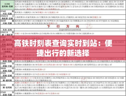 高铁时刻表查询实时到站：便捷出行的新选择