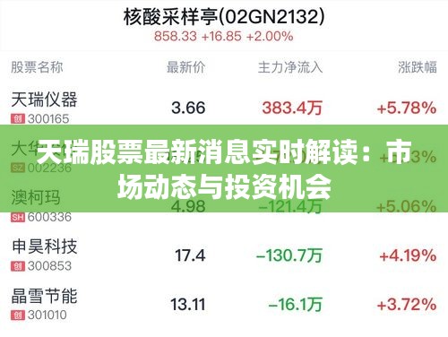 天瑞股票最新消息实时解读：市场动态与投资机会
