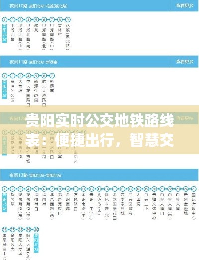 贵阳实时公交地铁路线表：便捷出行，智慧交通新体验