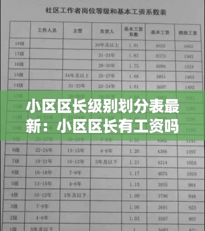 小区区长级别划分表最新：小区区长有工资吗 