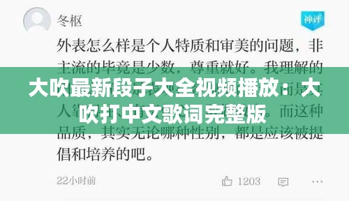 大吹最新段子大全视频播放：大吹打中文歌词完整版 