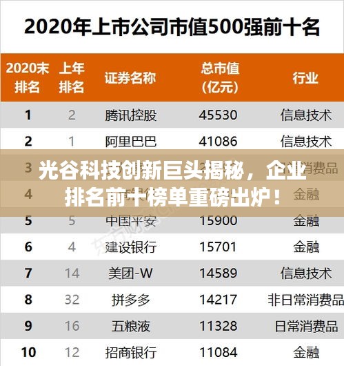 光谷科技创新巨头揭秘，企业排名前十榜单重磅出炉！