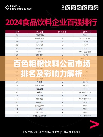 百色粗粮饮料公司市场排名及影响力解析
