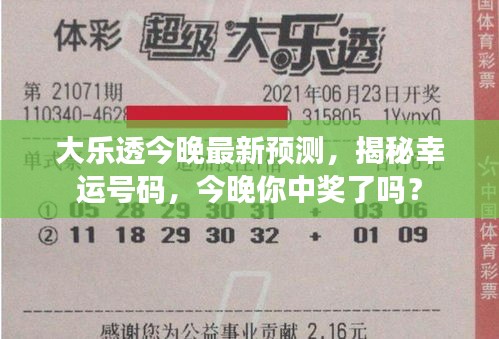 大乐透今晚最新预测，揭秘幸运号码，今晚你中奖了吗？