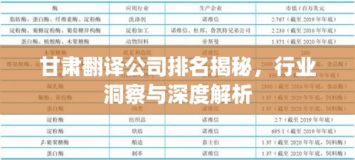 甘肃翻译公司排名揭秘，行业洞察与深度解析