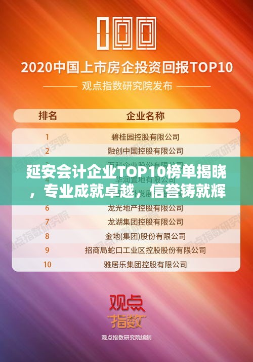 延安会计企业TOP10榜单揭晓，专业成就卓越，信誉铸就辉煌传奇！