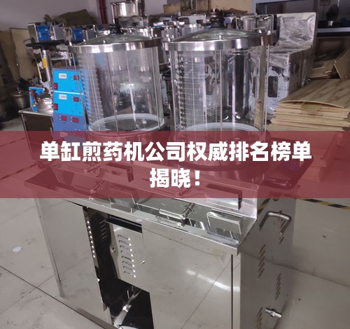单缸煎药机公司权威排名榜单揭晓！
