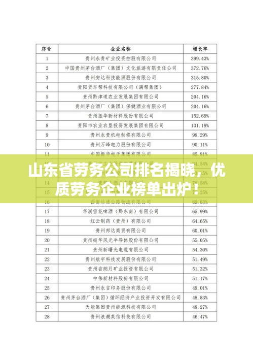 山东省劳务公司排名揭晓，优质劳务企业榜单出炉！
