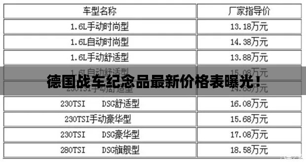 德国战车纪念品最新价格表曝光！