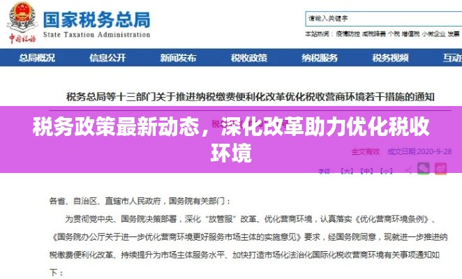 税务政策最新动态，深化改革助力优化税收环境