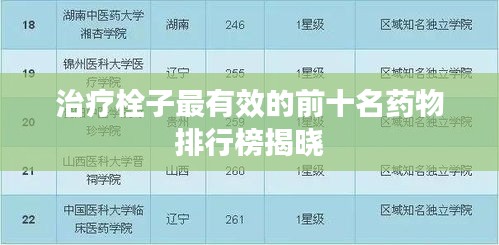 治疗栓子最有效的前十名药物排行榜揭晓
