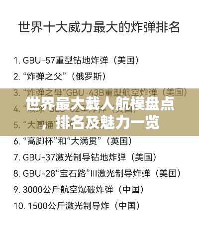 世界最大载人航模盘点，排名及魅力一览