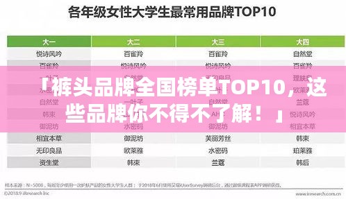 「裤头品牌全国榜单TOP10，这些品牌你不得不了解！」