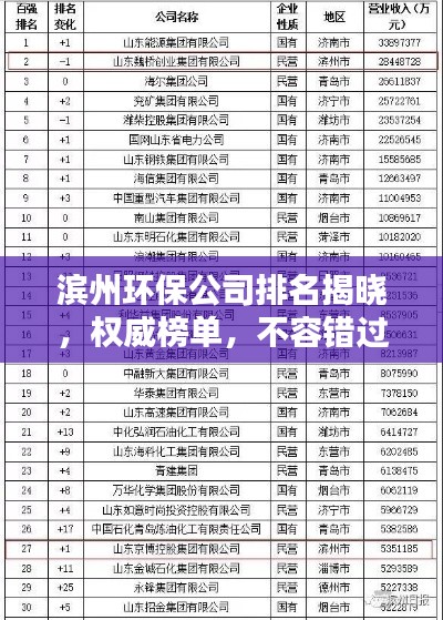 滨州环保公司排名揭晓，权威榜单，不容错过！