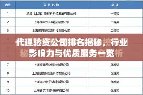 代理验资公司排名揭秘，行业影响力与优质服务一览