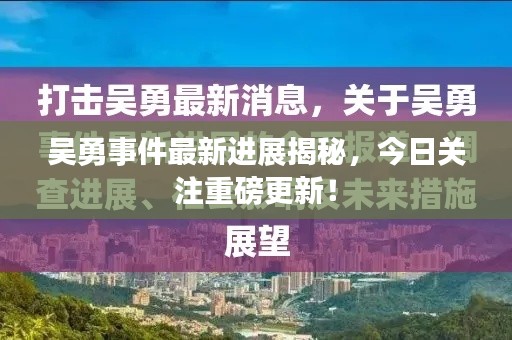 吴勇事件最新进展揭秘，今日关注重磅更新！