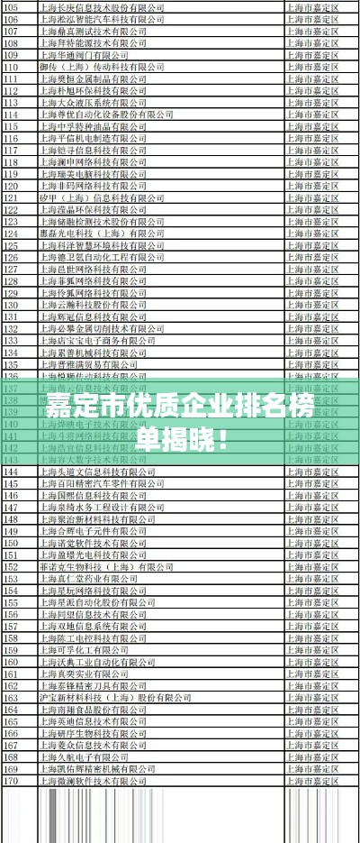 嘉定市优质企业排名榜单揭晓！