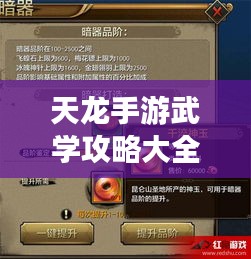 天龙手游武学攻略大全，高效修炼秘籍揭秘