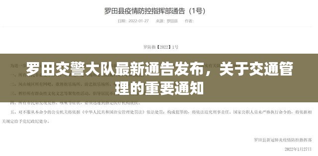 罗田交警大队最新通告发布，关于交通管理的重要通知