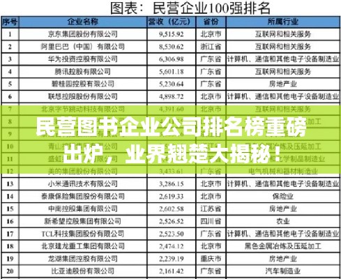 民营图书企业公司排名榜重磅出炉，业界翘楚大揭秘！