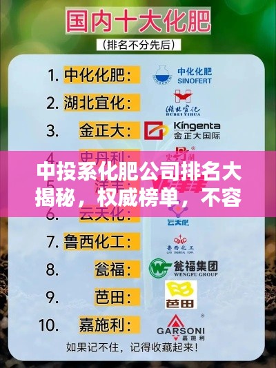 中投系化肥公司排名大揭秘，权威榜单，不容错过！