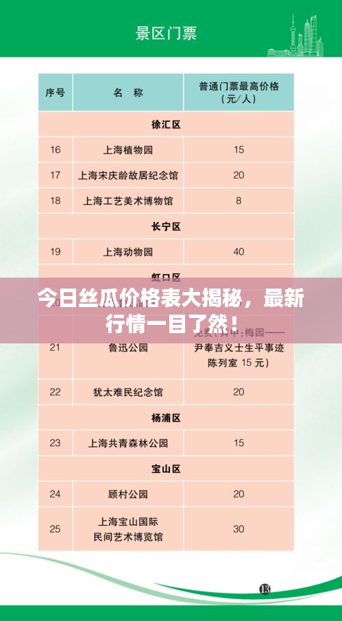 今日丝瓜价格表大揭秘，最新行情一目了然！