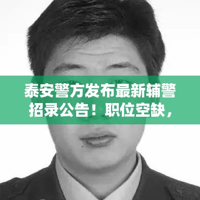 泰安警方发布最新辅警招录公告！职位空缺，诚邀有志之士加入