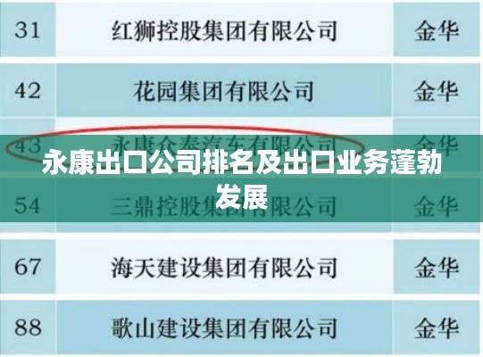 永康出口公司排名及出口业务蓬勃发展